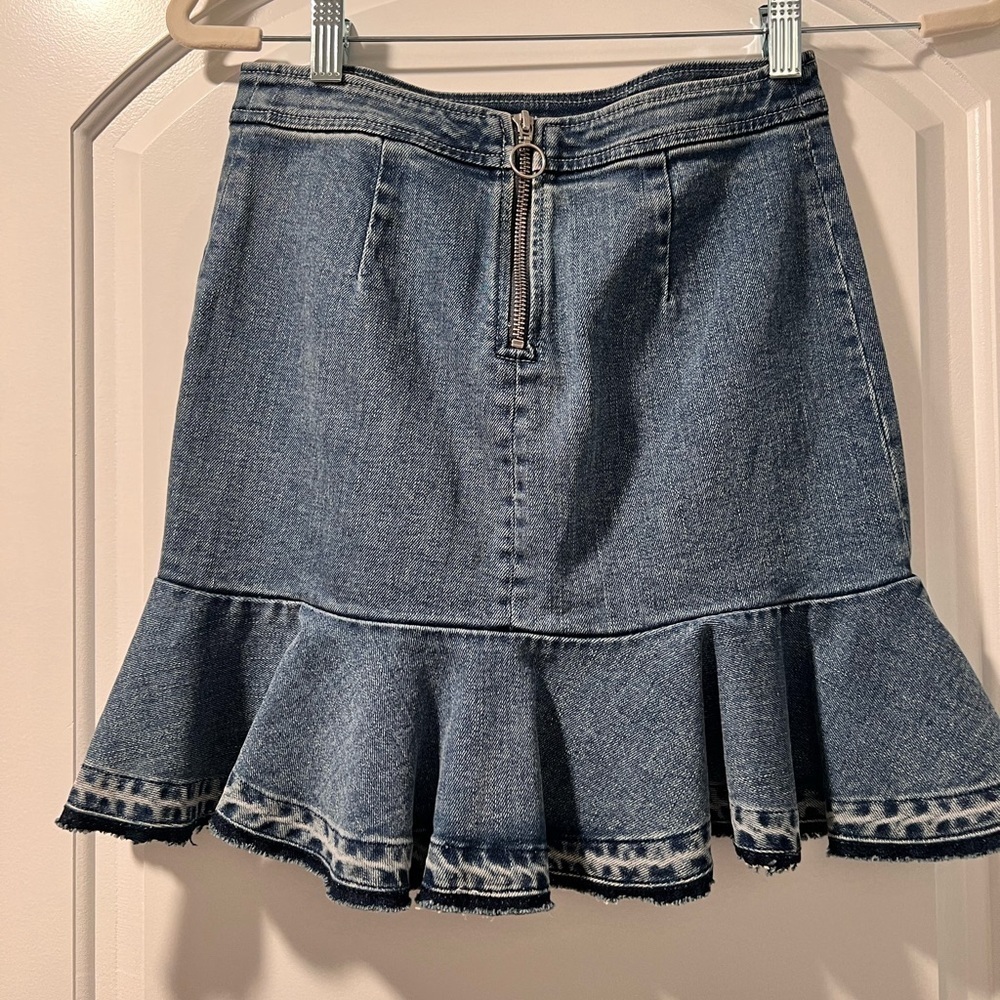 Denim Ruffle Hem Skirt - Picture 2 of 5